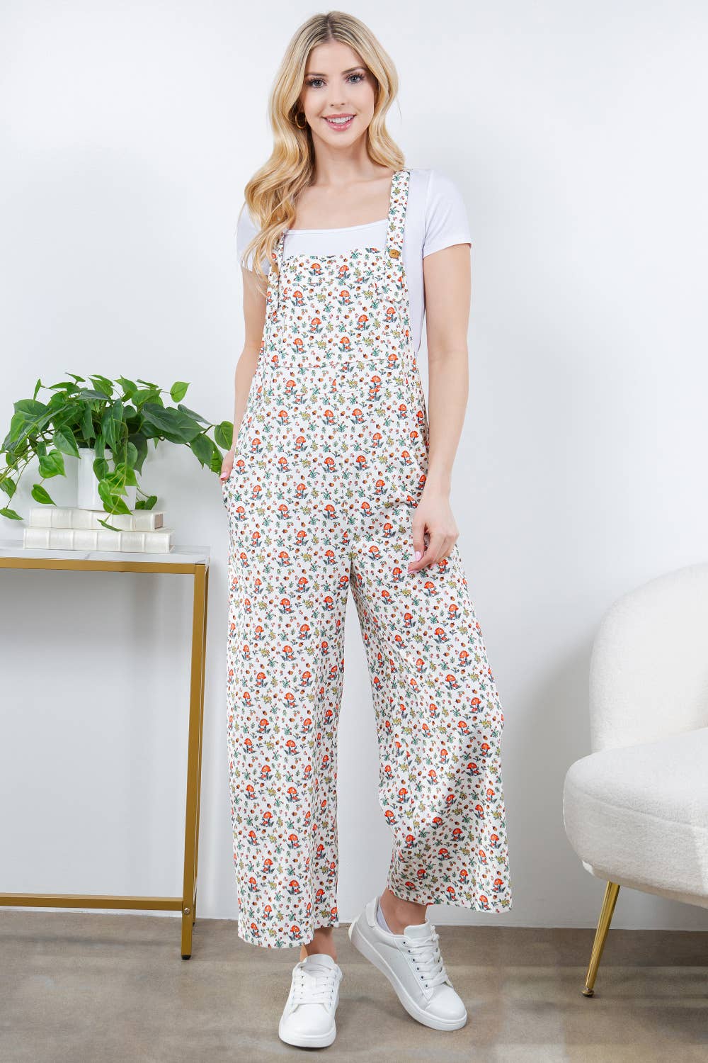Retro Mushroom Plus Size Overall Jumpsuit