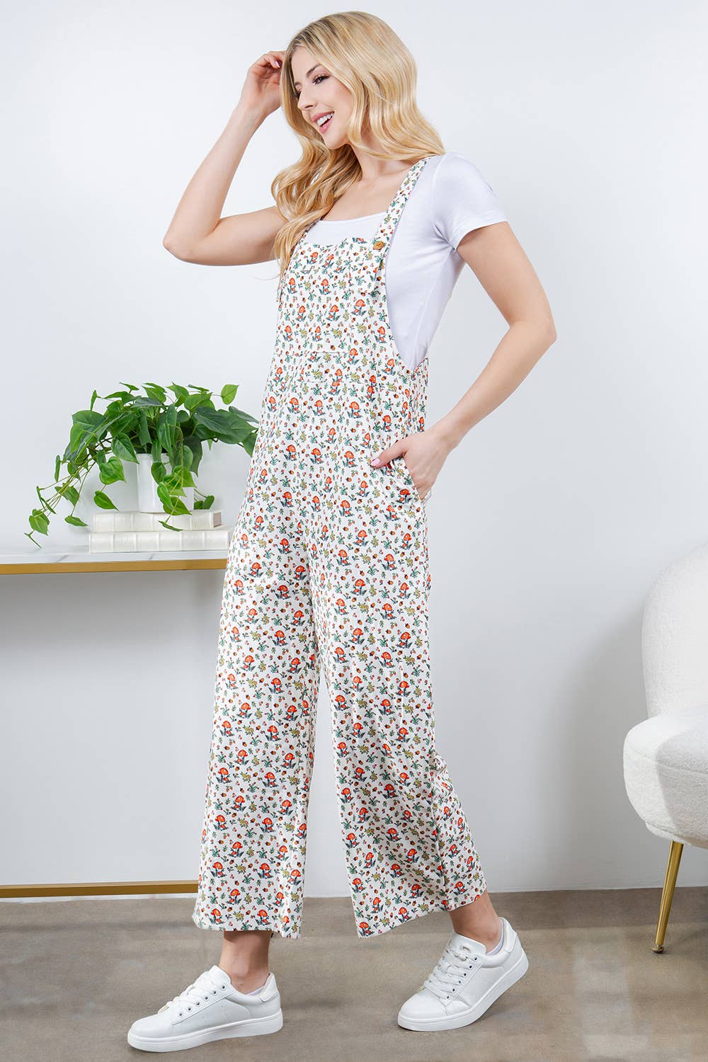 Retro Mushroom Plus Size Overall Jumpsuit