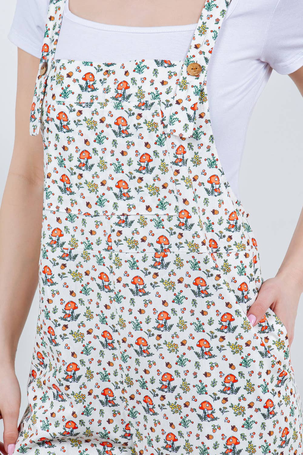 Retro Mushroom Plus Size Overall Jumpsuit