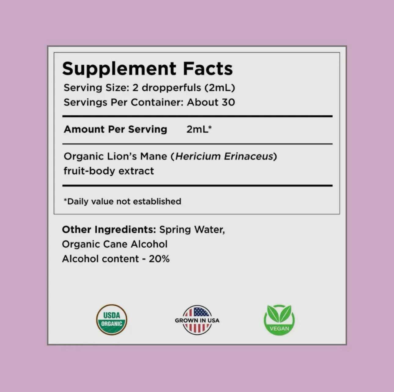 Organic Lion’s Mane Mushroom Tincture - Focus image 1