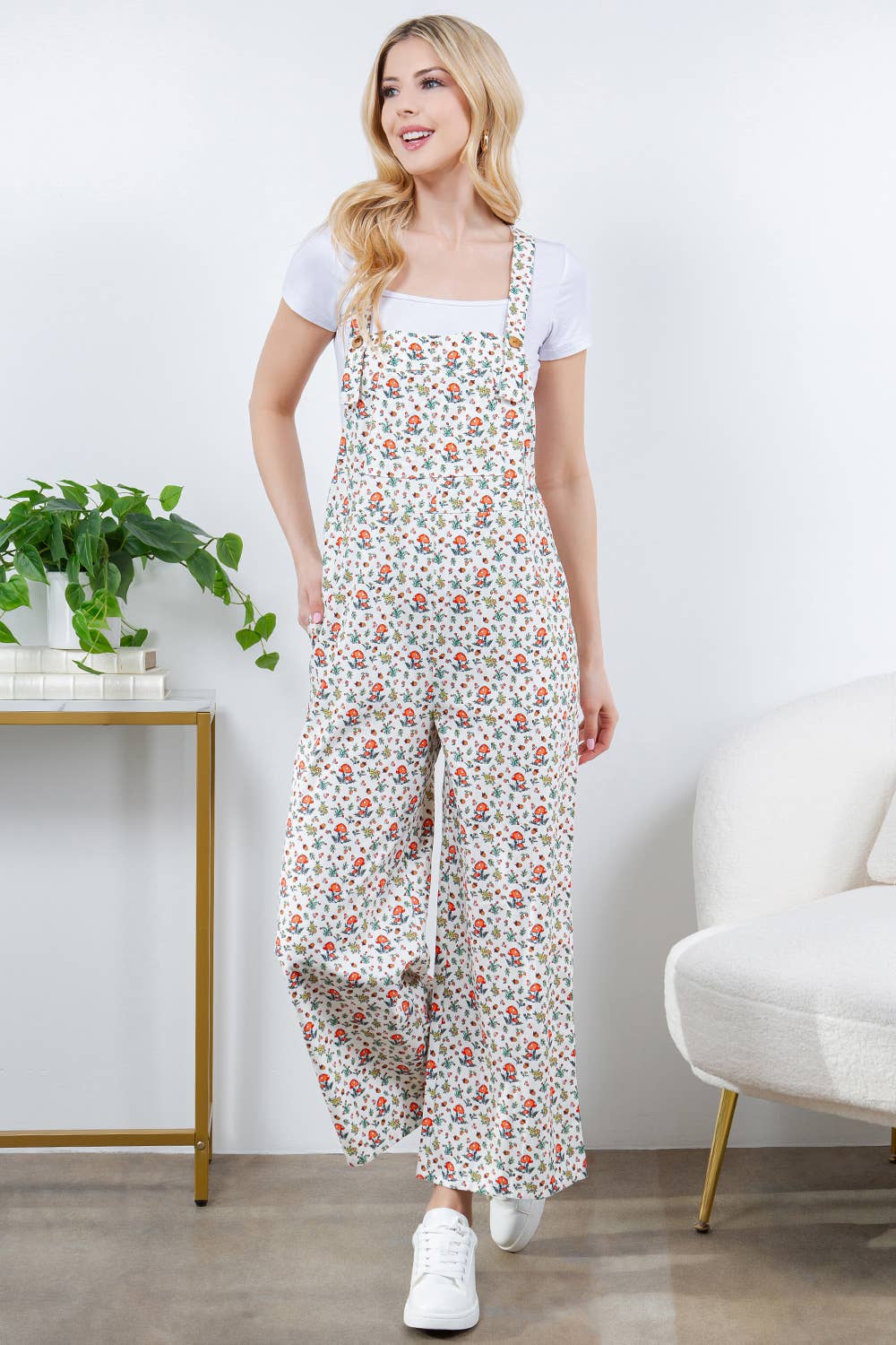 Retro Mushroom Plus Size Overall Jumpsuit