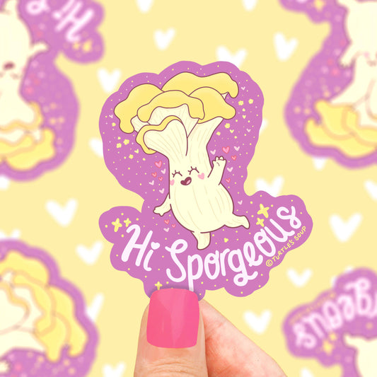 Hi Sporgeous Funny Mushroom Pun Waterproof Vinyl Sticker