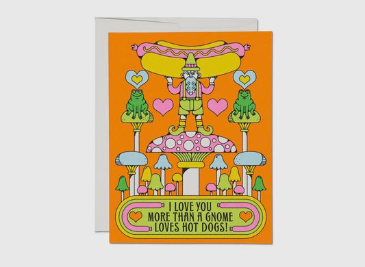 Gnomes Love Hot Dogs Greeting Card image 0