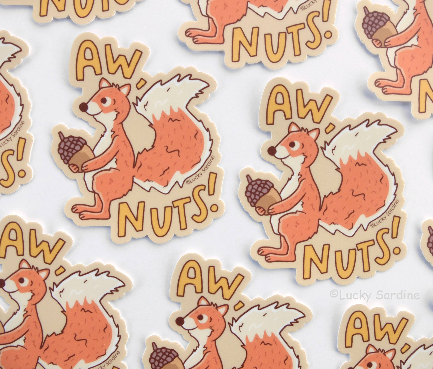 Squirrel Aw Nuts, Cute Forest Friend, Acorn Vinyl Sticker